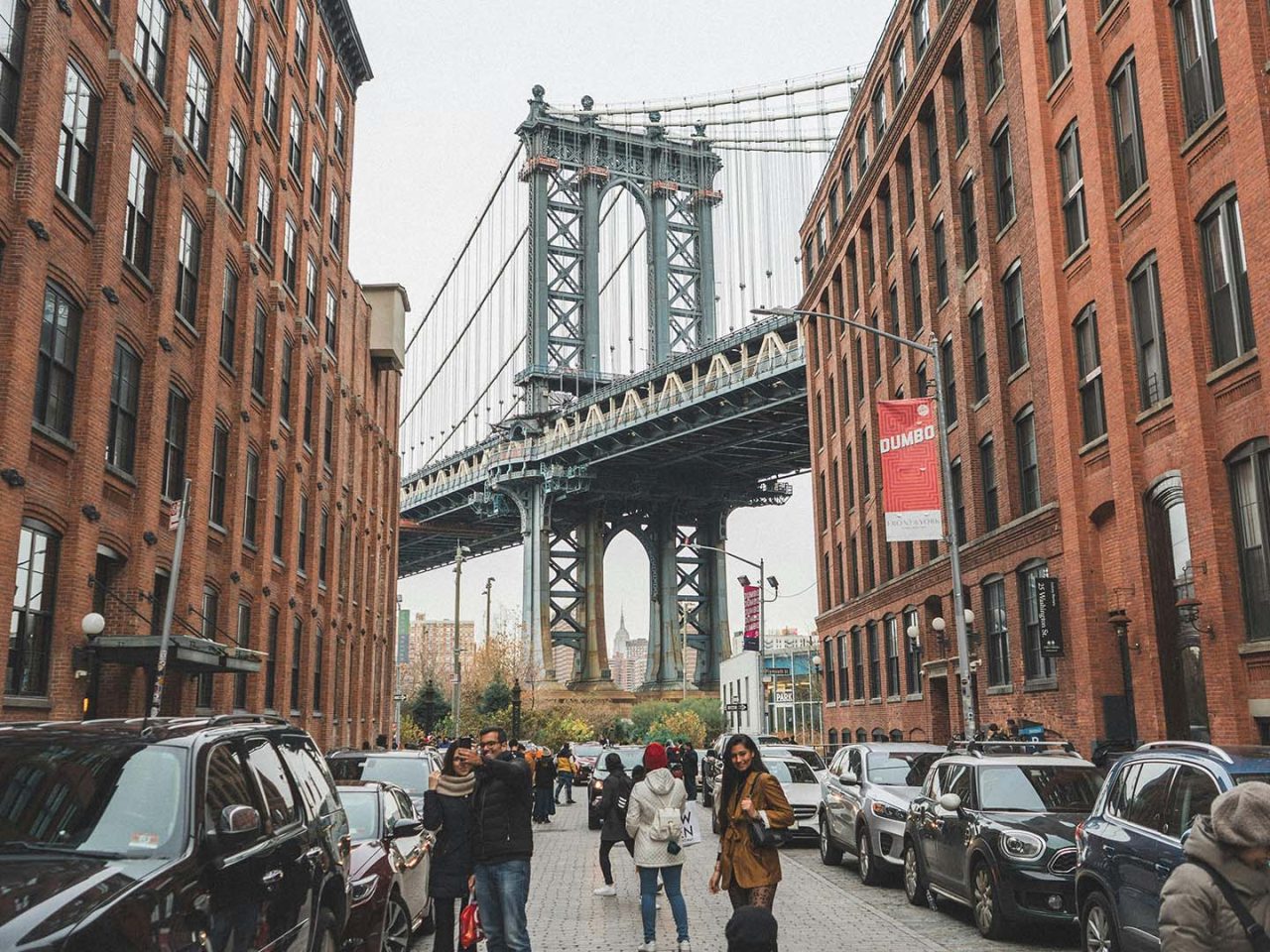 vista del ponte di Manhattan dal quartiere di DUMBO a New York